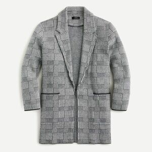 NWT J. Crew Sophie Open Front Sweater Blazer in Glen Plaid, Size XS